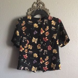 Bora Bora Floral button up short sleeve blouse